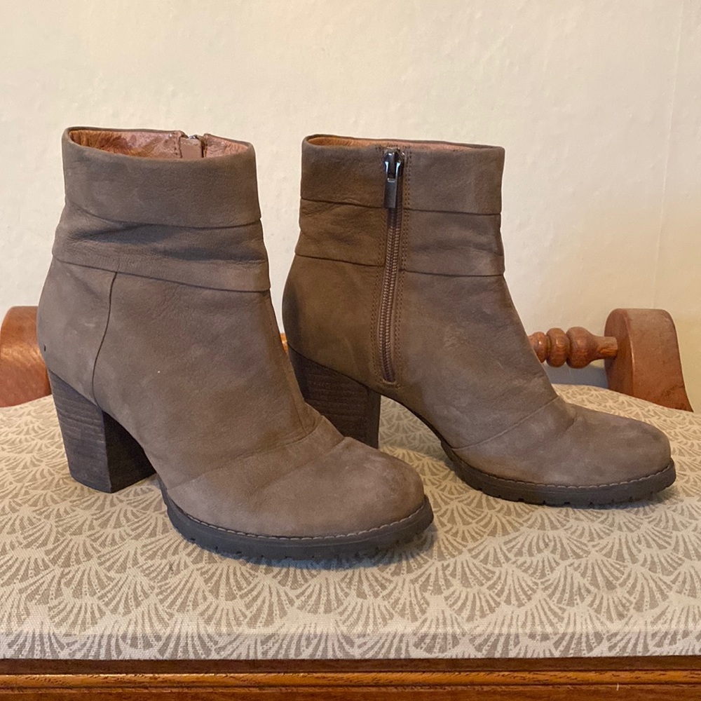 Clarks Taupe Leather Booties